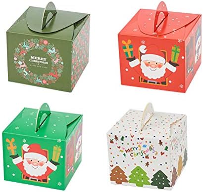 SEWACC 50pcs Креативни Божиќни Кутии Со Јаболка Преносни Божиќни Кутии За Подароци Извонредни Бонбони Колачиња Кутии За Пакување Домашен
