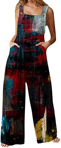 Lcepcy женски моден џемпери шарени печатени ленти за печатење ромари широки широки нозе долги панталони со џебови
