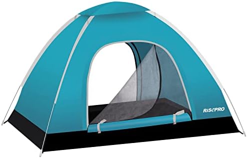 Risepro Instant Automatic Pop up Camping Thand, 2-3 лица лесен шатор, водоотпорен ветерница, УВ заштита, совршена за плажа, отворено, патување, пешачење, кампување, лов, риболов 2 врати