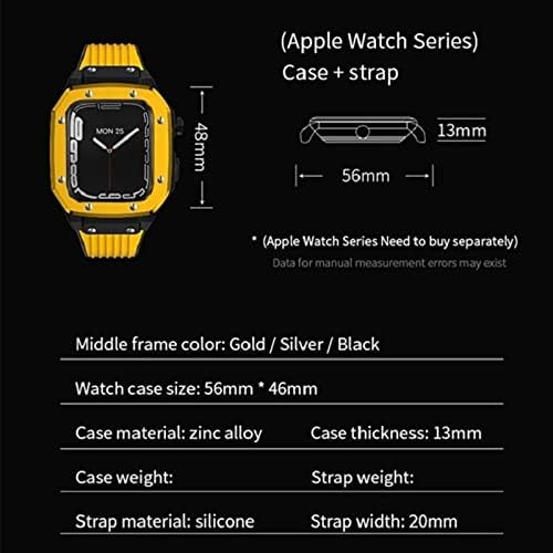 Neyens за Apple Watch Band Series 7 Man Alloy Watch Case 44mm 42mm 45mm луксузен метал гума од не'рѓосувачки челик часовници за