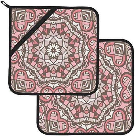 Индиски племенски нацртани симбол топли влошки за кујнски бројачи отпорни на тенџере за држачи за кујна за отпорни на топлина 2 држачи