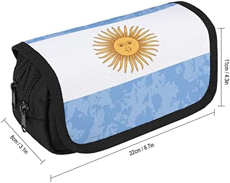 Ретро Аргентина знаме со молив со две големи прегради џеб голем капацитет торбичка торбичка за молив за училишни тинејџери возрасни