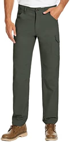 Пули пешачки панталони за мажи лесна работа водоотпорен карго -истегнат случајно опуштено вклопување на отворено панталони со џебови