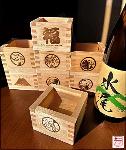 Едоја Хиноки Вуд, чаши Јапонски кутија Масу со јапонски среќен бренд