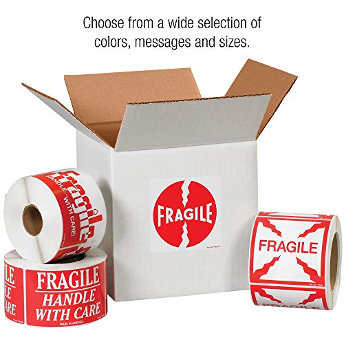 Логика на лента од Авидити 3 x 5, кревка рачка со грижа црвена/бела налепница за предупредување, за испорака, ракување, пакување и движење