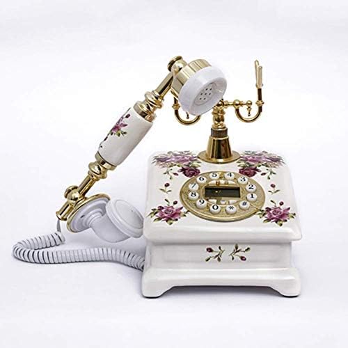 WYFDP Европски антички телефон, ретро гроздобер телефонски телефони Класичен биро фиксна телефон со реално време и приказ на лична