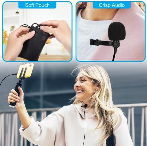 Професионална оценка лавалиер лапел микрофон за Samsung Galaxy S20+ 5G компатибилен со iPhone телефонски Vlogging ASMR за снимање на видео