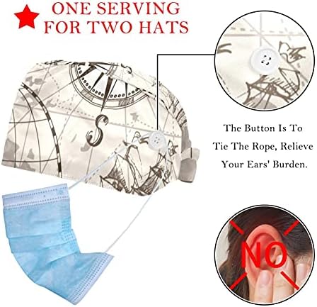 2 пакувања мапа на компас прилагодливо работно капаче со копче и џемпери за медицински сестри жени со коњчиња од конска опашка