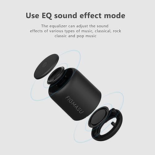 Преносни звучници на Bluetooth Bluetooth, безжичен звучник црн 360 HD опкружувачки звук, отворен мини IPX5 водоотпорен патнички звучник со 5W