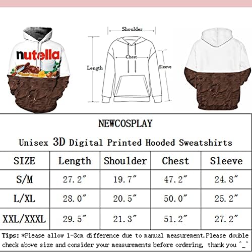 Newcosplay unisex 3D графички дуксери за мажи реалистични дигитални печати пуловер качулка со дуксери со качулка