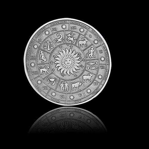 2021 Соѕвездие Лав Лав 12 Хороскопски Сребрена Монета/Колекција Метални Занаети Со Значка