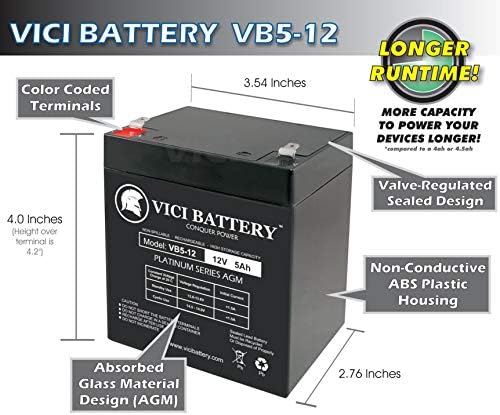 Vici Battery 12V 5AH SLA Замена на батеријата за оригинален производ на брендот KT-1240