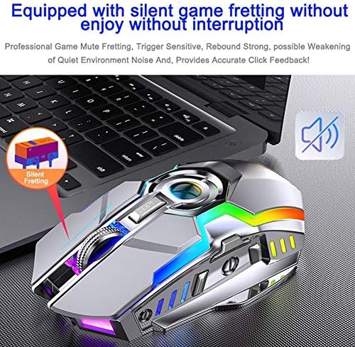 Безжичен Глушец, Прилагодлив 3 Ниво 1600DPI Bluetooth Opономски Оптички Игри Esport Глувци со 7 RGB Боја Светлина, 8 Клучеви И 15m