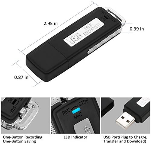 8 МК Гласовен Рекордер, Мини USB Диктафон За Снимање НА Глас НА Полнење USB Флеш Диск Диктафон 15 Часа Траење На Батеријата 150 Часа