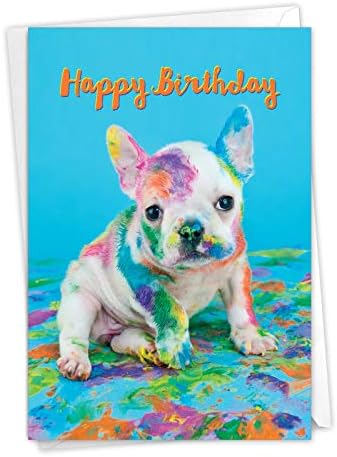 Најдобра Компанија За Картички За Хумор - 1 Среќен Роденден Картичка За Хумор-Слатки Животни, Кученце куче Француски Булдог Канцелариски