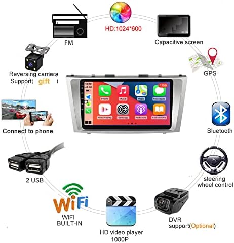 Андроид 11.0 Автомобил Радио Видео Плеер за Тојота Камри 7 XV 40 50 2006-2011 НАВИГАЦИЈА GPS Поддршка DSP WiFi Bluetooth Сплит Екран