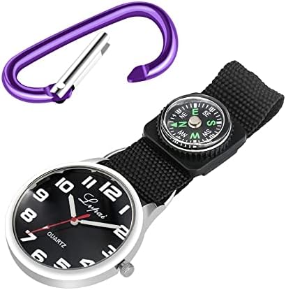 Renslat Sport Outdoor Quartz Pocket Watch Watch Watch Watch со приврзок за компас, најлонски карабинер за џебни часовници подароци