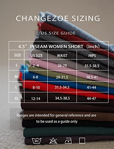 Changezoe Womenените го засилуваат тренингот кратко беспрекорно гребење 4,5 Кратко високо половината Интенгирајте ја теретаната јога атлетски шорцеви