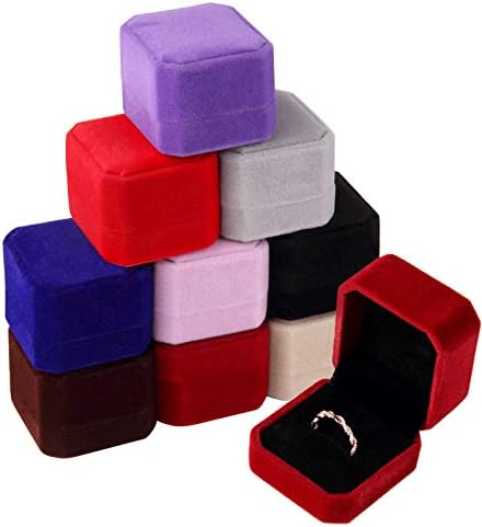 Lamoutor 9pcs Velvet Ring Box Dox Box Box Jewelry Box Assowned Color