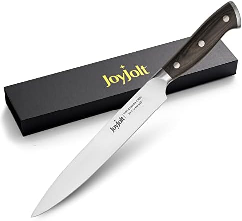 Joyjolt 8 ”резба нож. Висок јаглерод X50 германски челичен кујнски нож. Магнетски подарок боксерски нож
