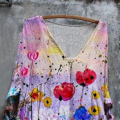 Неделен фустан за жени со големина гроздобер празнични фустани 3 4 плус моден ракав жени цветни гроздобер жени мини мини