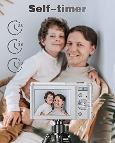 Дигитална камера, Zostuic 48MP Autofocus Kid Camera со 32 GB картичка 1080p видео камера со 16x зум, компактен преносен мали камери Божиќ