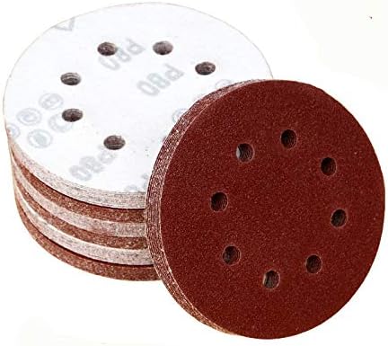 Среднориска за полирање од дрво метал 20 парчиња 5 инчи 125мм тркалезна шкурка Осум дупки на дискови со песок од дискови од 40-800 лак