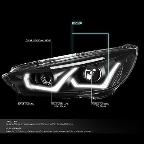 Компатибилен Со Ford Focus Dual U-HALO DRL+Led Трепкач Црн Проектор Фарови Јасен Сигнал+Јасна Лен Магла Светлина