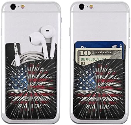 Носител на картички со картички на Американско знаме, PU Raight Chertage Credate Clest Case за 2,4x3,5 инчен смартфон назад