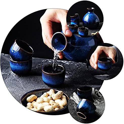 Doitool деца 4PCS керамички ради постави преносни традиционални порцелански јапонски грнчари топла саки пијалоци сет за пијалоци