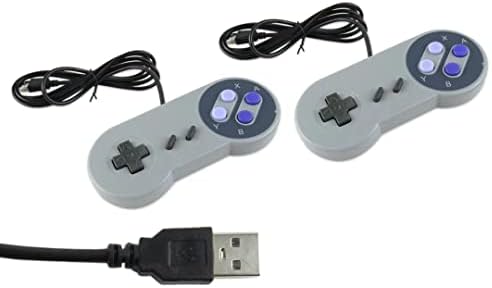 Сет од 2 USB контролер погоден за Super Nintendo NES SNES, USB FAMICOM контролер JOYPAD GamePad Погоден за лаптоп/компјутер/Windows/PC/Mac/Raspberry