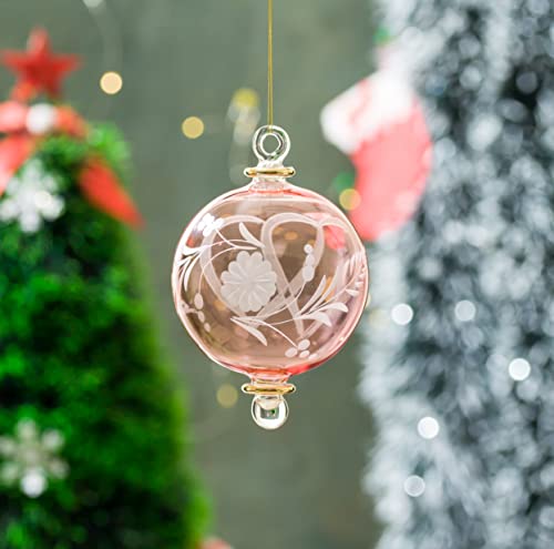 Врежано Розово Стакло Божиќен украс | украси За Новогодишна елка за дома | Висечки украси за украси На Дрвја | Божиќен декор за дома | украси