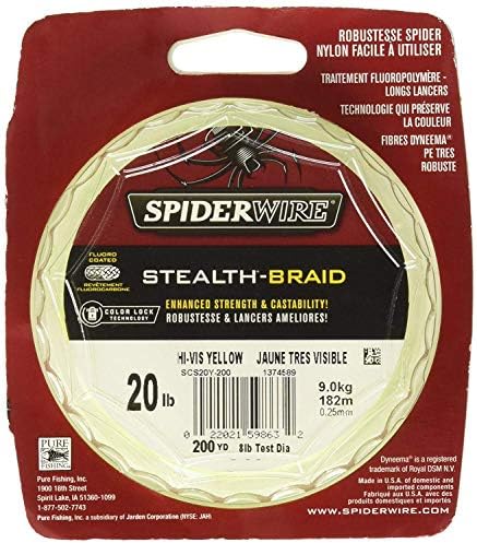 Spiderwire Stealth® Superline, hi-vis Yellow, 80lb | 36,2 кг, 1500yd | 1371 метри плетенка риболов линија, погодна за средини на слатководни и солена вода