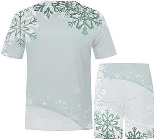Men Sport Setright Christmas Print-Tracksuit Краток ракав Обичен маица врвови шорцеви костуми маички и кратки џемпери
