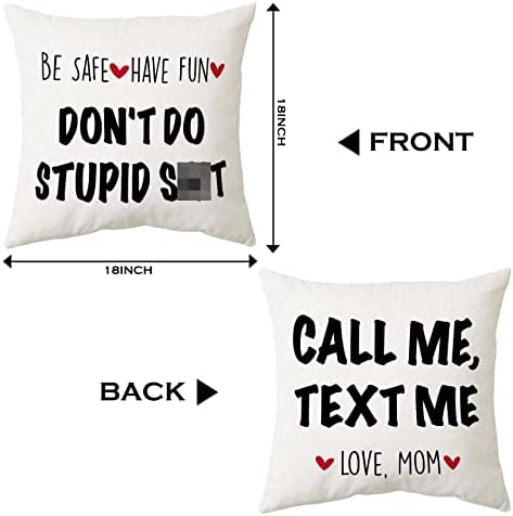 Сидхуа Фармхаус Loveубов мама тематски украси за перници за дома, бидете безбедни, забавувајте се, не правете глупаво и повикајте ми