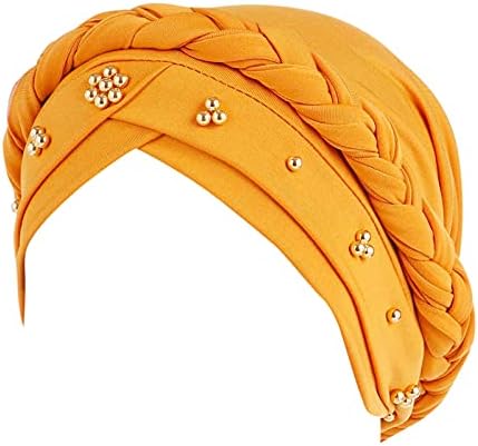 Турбани плетена шамија на главата за жени претходно врзани изопачени обвивки за главата за жени со разнобојни обвивки за коса, капа на капакот
