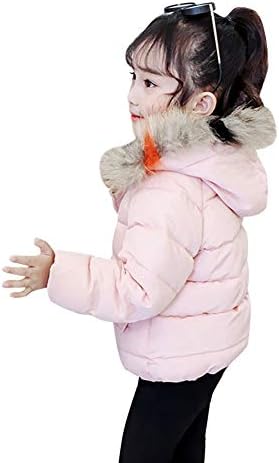 ИБТОМ замок бебе девојки зимска качулка јака дебела тексас јакна палто топло крзно руно руно џеб парка надолу во надворешната облека
