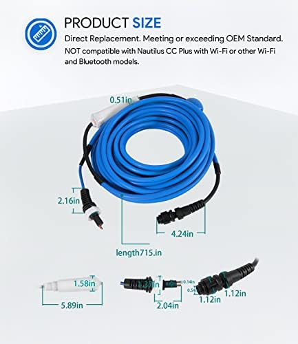 9995862 DIY Swivel Cable 2 жица, 18м, заменете ги за средства за чистење на базени со делфини M200, Nautilus CC Plus, Maytronics