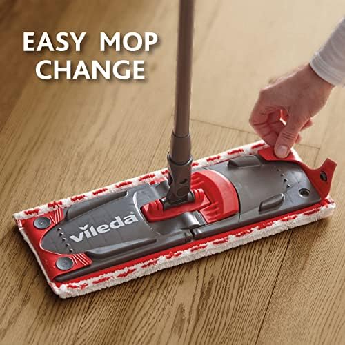 Виледа - Систем за чистење на подот со корпа, дренажа и стојат со микрофибер крпа - црна/црвена боја