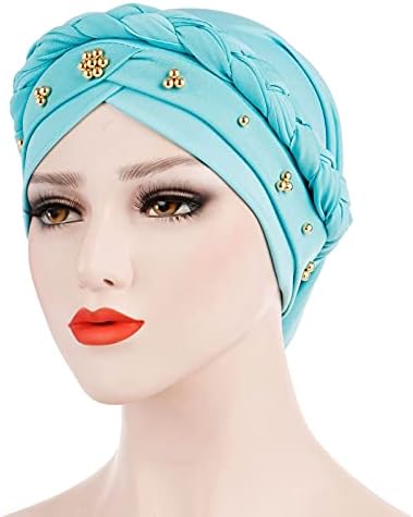 Womenените ислам муслиманско летно турбано капаче и глава на шахти, затегнати капачиња и капачиња за глава, брадавици, завиткана
