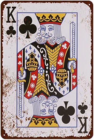 Clcdwg гроздобер покер знак, знак на кралот на металниот калај за метал, игра за домашни декоративни знаци 12 x 8 инчи