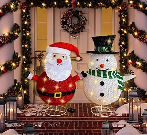 Ноќно поп-поп-склопувачки Божиќен снежен човек и Дедо Мраз со 100 лежери за празници за Божиќни украси, за празнична забава Божиќна