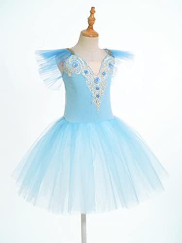 Девојки Девојки Девојки Спагети ленти за раменици Балетски танцување леотарди мраз лизгање туту фустан балерина костум облека облеки