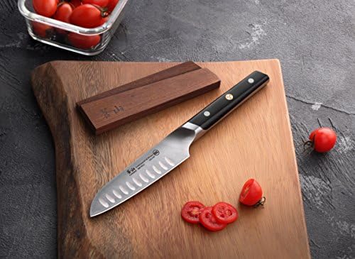 Cangshan TC Series 1021165 Шведска 14C28N челик фалсификуван 5-инчен нож Сантоку и сет на дрвена обвивка