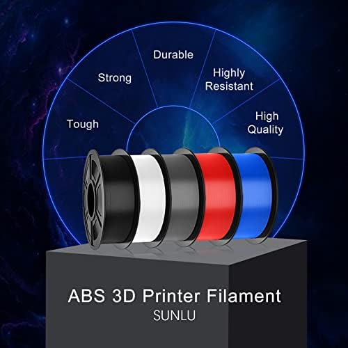 Sunlu ABS FILAMENT 1,75 mm, високо отпорен издржлив 3D филамент за печатач, димензионална точност +/- 0,02 mm, 1 кг лажица, 395 метри, силни потрошувачки на ABS, сина