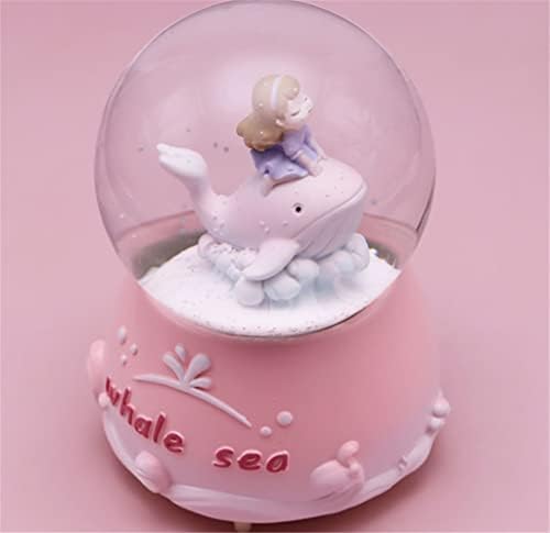 Liuzh сон делфин кристална топка девојка роденденски подарок може да го ротира лебдечкиот снежен музички кутија октав кутија украси