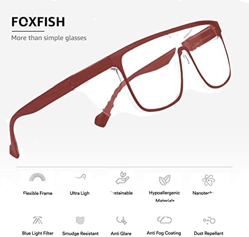 Безбедносни очила за борба против маглата Foxfish за жени чисти сина светлина блокирајќи го очите против гребење УВ-заштита Анти