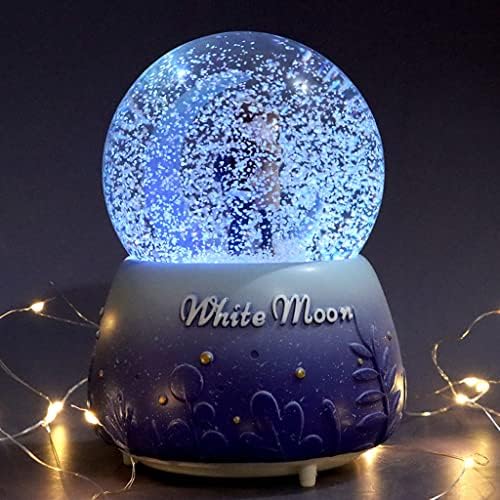 Seasd креативни светла во боја што лебдат снегулки бела месечина двојка стаклена кристална топка музичка кутија Танабата роденденски