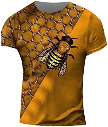 Летни Пчелни Графички Маици Со Кратки Ракави ЗА Мажи 3д Печатена Модна Јака На Екипажот Надворешни Врвови