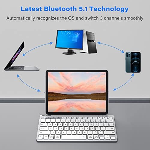 Fintie Gigapower повеќе-уреда Универзална безжична Bluetooth тастатура со преклоплив штанд за iPad Samsung Surface Tablet Smartphone PC MacBook,